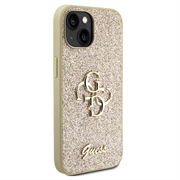 iPhone 15 Guess Fixed Glitter 4G Metal Logo Kotelo - Kulta