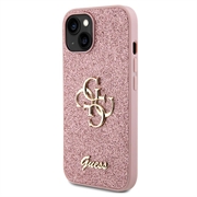 iPhone 15 Guess Fixed Glitter 4G Metal Logo Kotelo - Pinkki