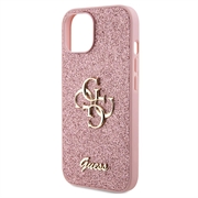 iPhone 15 Guess Fixed Glitter 4G Metal Logo Kotelo - Pinkki