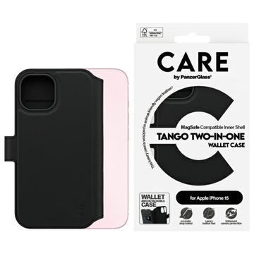 iPhone 15 PanzerGlass Care Tango 2-in-1 lompakkokotelo - MagSafe-yhteensopiva - Musta