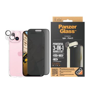 iPhone 15 PanzerGlass Privacy 3-in-1 Pack -paketti