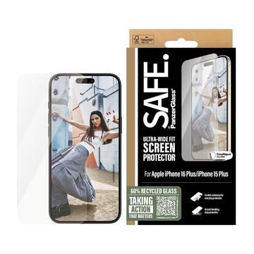 iPhone 15 Plus/16 Plus PanzerGlass Safe Ultra-Wide Fit Panssarilasi - 9H - kirkas