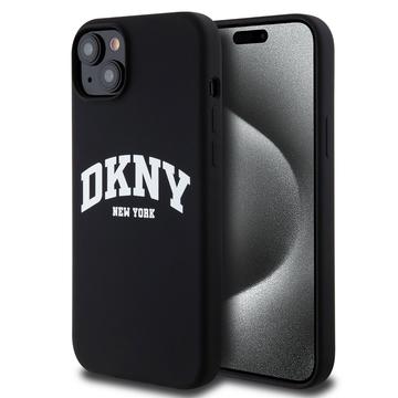 iPhone 15 Plus DKNY Liquid Silicone Arch Logo kotelo - MagSafe yhteensopiva - musta