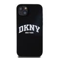 iPhone 15 Plus DKNY Liquid Silicone Arch Logo kotelo - MagSafe yhteensopiva - musta