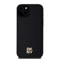 iPhone 15 Plus DKNY Repeat Pattern Stack Logo Suojakuori - MagSafe-yhteensopiva - Musta