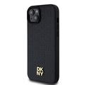 iPhone 15 Plus DKNY Repeat Pattern Stack Logo Suojakuori - MagSafe-yhteensopiva - Musta