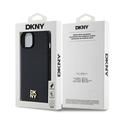 iPhone 15 Plus DKNY Repeat Pattern Stack Logo Suojakuori - MagSafe-yhteensopiva - Musta