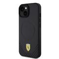 iPhone 15 Plus Ferrari Carbon Metal Logo Mag Kotelo - Musta