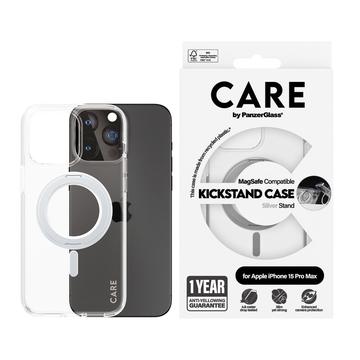 iPhone 15 Plus PanzerGlass Kickstand Care Kotelo - MagSafe-yhteensopiva - hopea