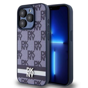 iPhone 15 Pro DKNY Ruudullinen kuvio ja raita kotelo - Sininen