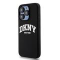 iPhone 15 Pro DKNY Liquid Silicone Arch Logo kotelo - MagSafe yhteensopiva - musta