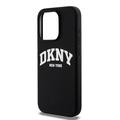 iPhone 15 Pro DKNY Liquid Silicone Arch Logo kotelo - MagSafe yhteensopiva - musta