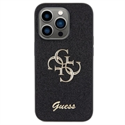 iPhone 15 Pro Guess Fixed Glitter 4G Metal Logo Kotelo - Musta