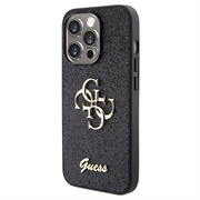 iPhone 15 Pro Guess Fixed Glitter 4G Metal Logo Kotelo - Musta