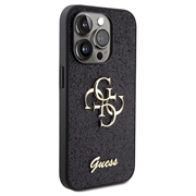 iPhone 15 Pro Guess Fixed Glitter 4G Metal Logo Kotelo - Musta