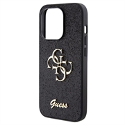 iPhone 15 Pro Guess Fixed Glitter 4G Metal Logo Kotelo - Musta