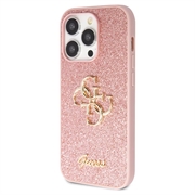 iPhone 15 Pro Guess Fixed Glitter 4G Metal Logo Kotelo - Pinkki