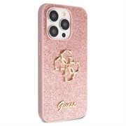 iPhone 15 Pro Guess Fixed Glitter 4G Metal Logo Kotelo - Pinkki