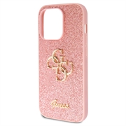 iPhone 15 Pro Guess Fixed Glitter 4G Metal Logo Kotelo - Pinkki