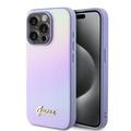 iPhone 15 Pro Guess Iridescent Metal Script Hybrid Kotelo - Violetti