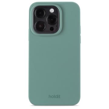 iPhone 15 Pro Holdit silikonikotelo - sammaleenvihreä