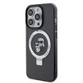 iPhone 15 Pro Karl Lagerfeld Ringstand Karl & Choupette Mag Case - Musta