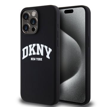 iPhone 15 Pro Max DKNY Liquid Silicone Arch Logo kotelo - MagSafe yhteensopiva - musta