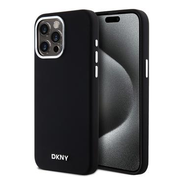 iPhone 15 Pro Max DKNY Liquid Silicone Metal Logo Suojakuori - Magsafe-yhteensopiva - Musta