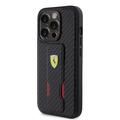 iPhone 15 Pro Max Ferrari Carbon Grip Stand kotelo - Musta