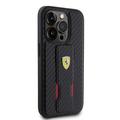 iPhone 15 Pro Max Ferrari Carbon Grip Stand kotelo - Musta