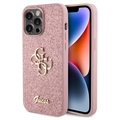 iPhone 15 Pro Max Guess Fixed Glitter 4G Metal Logo Kotelo - Pinkki