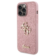 iPhone 15 Pro Max Guess Fixed Glitter 4G Metal Logo Kotelo - Pinkki