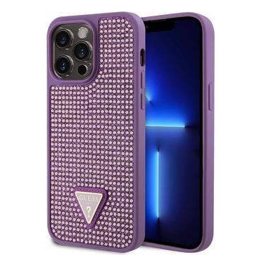 iPhone 15 Pro Max Guess Rhinestones Triangle Metal Logo Kotelo - Violetti