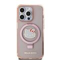 iPhone 15 Pro Max Hello Kitty IML Ring Stand Glitter MagSafe Kotelo - Vaaleanpunainen