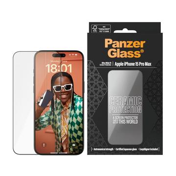 iPhone 15 Pro Max PanzerGlass Ceramic Protection Ultra-Wide Fit EasyAligner -näytönsuoja - 9H - musta reuna