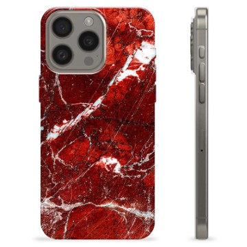 iPhone 15 Pro Max TPU Suojakuori - Punainen Marmori