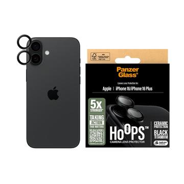 iPhone 16/16 Plus PanzerGlass Hoops Keraaminen kameran linssisuoja - Musta