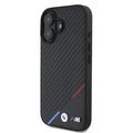 iPhone 16 BMW M Carbon Tricolor Line kotelo - MagSafe yhteensopiva - musta