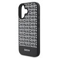 iPhone 16 DKNY Repeat Pattern Bottom Stripe Kotelo - MagSafe yhteensopiva - Musta