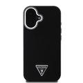 iPhone 16 Guess Grained Triangle Logo Kotelo - MagSafe-yhteensopiva - Musta