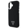 iPhone 16 Guess Grained Triangle Logo Kotelo - MagSafe-yhteensopiva - Musta