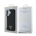 iPhone 16 Guess Grained Triangle Logo Kotelo - MagSafe-yhteensopiva - Musta