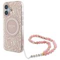 iPhone 16 Guess IML Flowers Allover Electro Kotelo Pearl Hihna - MagSafe yhteensopiva