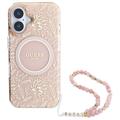 iPhone 16 Guess IML Flowers Allover Electro Kotelo Pearl Hihna - MagSafe yhteensopiva