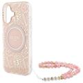 iPhone 16 Guess IML Flowers Allover Electro Kotelo Pearl Hihna - MagSafe yhteensopiva