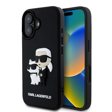 iPhone 16 Karl Lagerfeld 3D Rubber Karl & Choupette NFT Kotelo - Musta