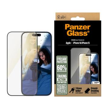 iPhone 16/15 PanzerGlass EyeCare Ultra-Wide Fit EasyAligner Panssarilasi - musta reuna