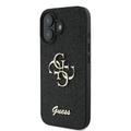 iPhone 16 Plus Guess Fixed Glitter 4G Metal Logo Kotelo - Musta