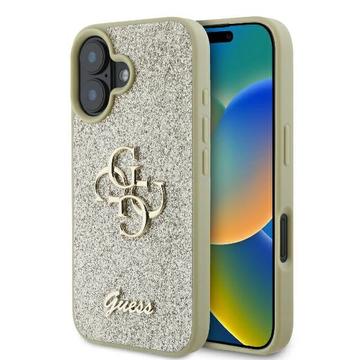 iPhone 16 Plus Guess Fixed Glitter 4G Metal Logo Kotelo - Kulta