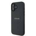 iPhone 16 Plus Guess Grained Classic Logo hybridikotelo - MagSafe-yhteensopiva - Musta